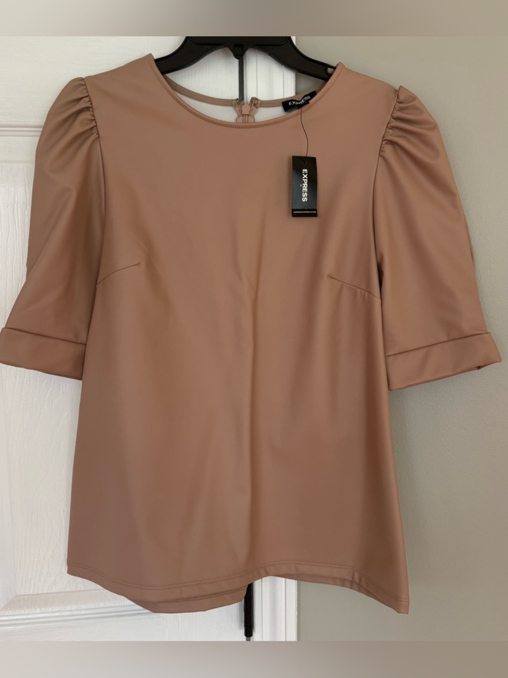 Express Faux Leather Short Sleeve Top